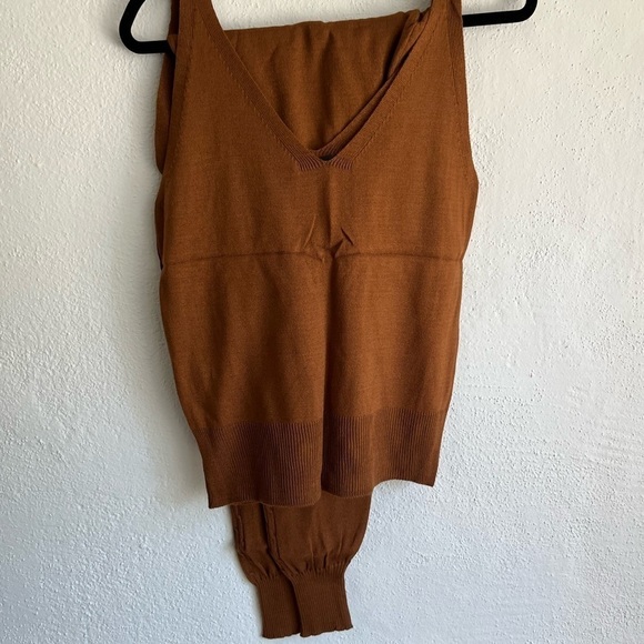 CCK Style Junior Brown Ribbed Wool- Blend  Open Cardigan Set , Size XL - Picture 6 of 7